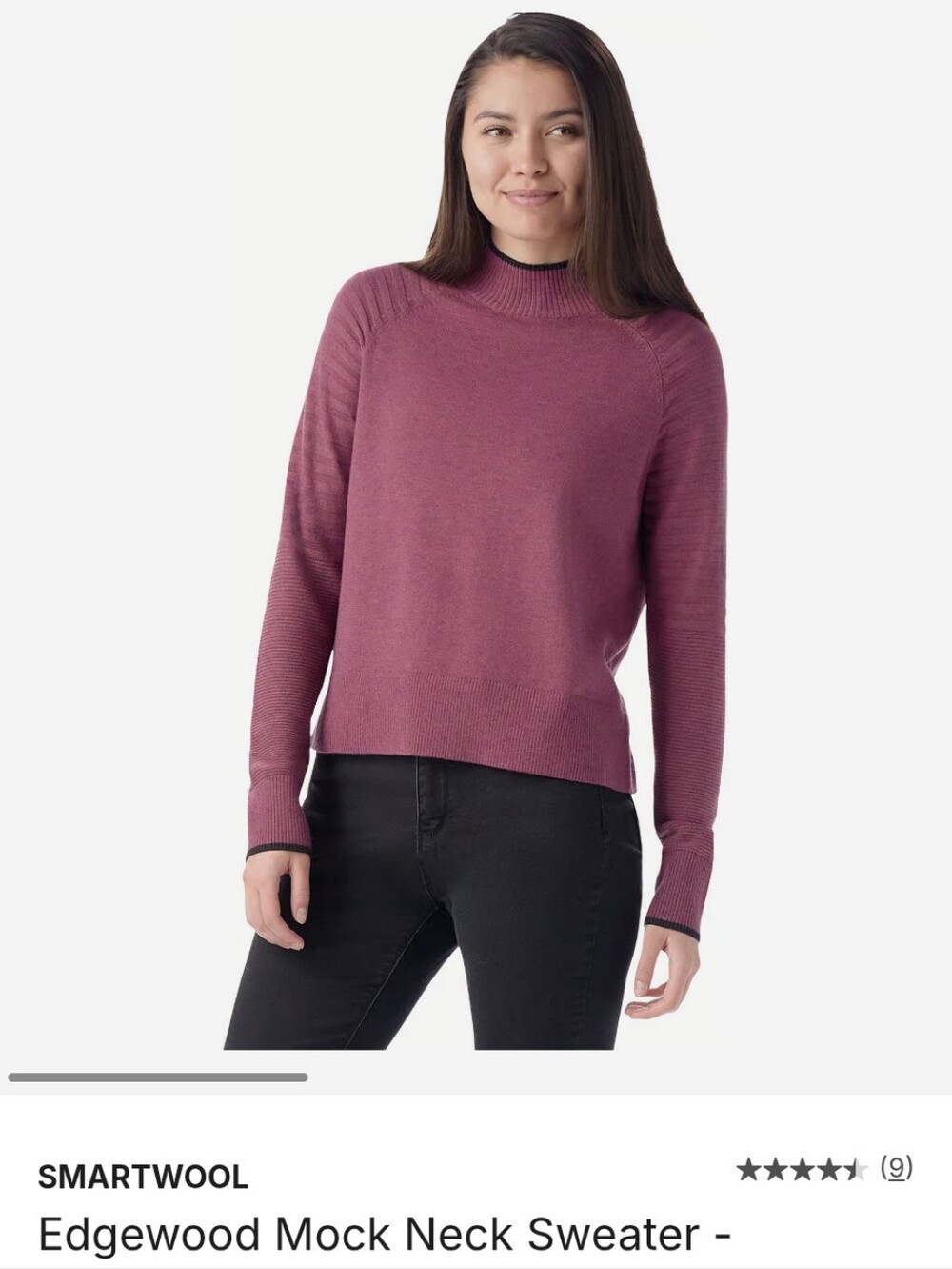 Smartwool Women's Edgewood Mock Neck Sweater Merino Wool Blend Size Small